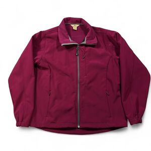 Woolrich Soft Shell Jacket Women’s Large Magenta Fleece Lined Outdoor Zip Up